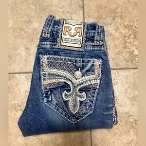 Rock Revival Blue Straight Jeans with Embroidered Pocket